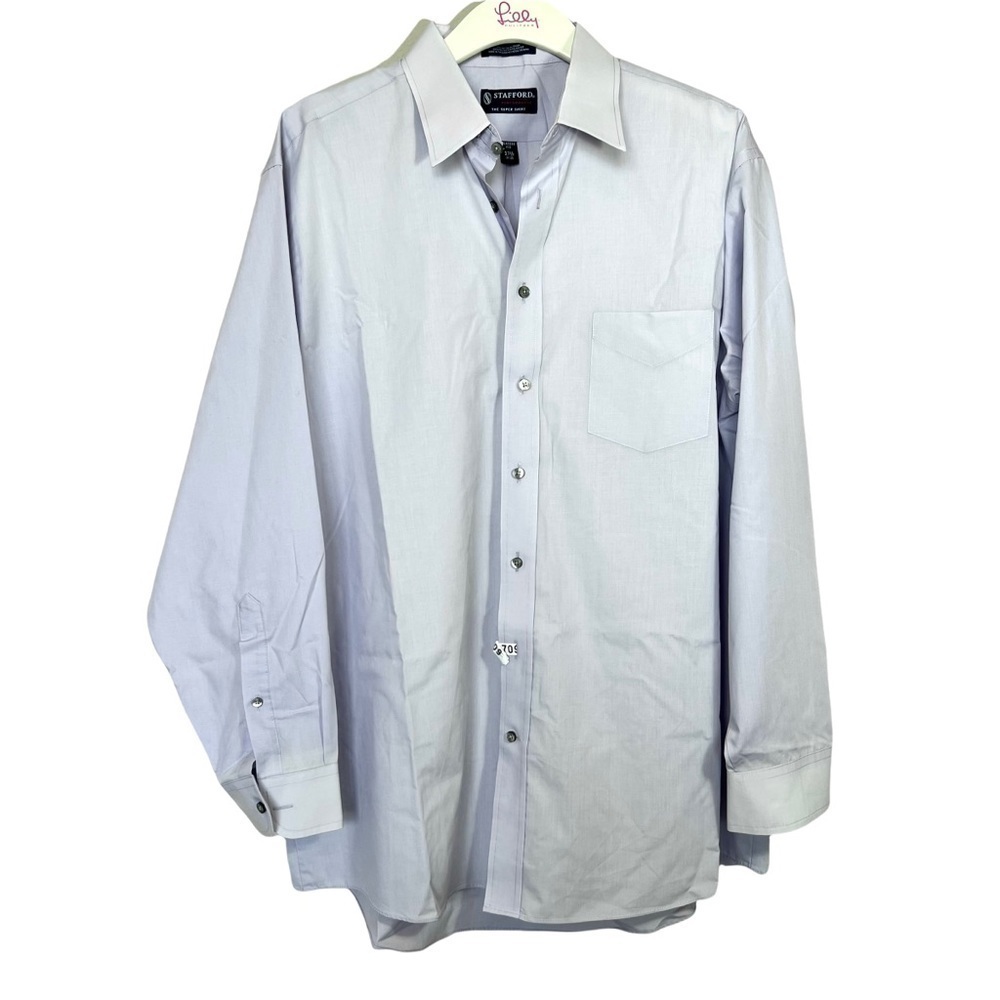 Stafford Performance The Super Shirt Dress Shirt Classic Fit Neck Size 17.5
